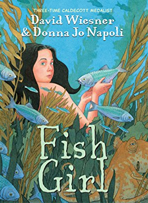 book cover of Fish Girl with mermaid holding a fish
